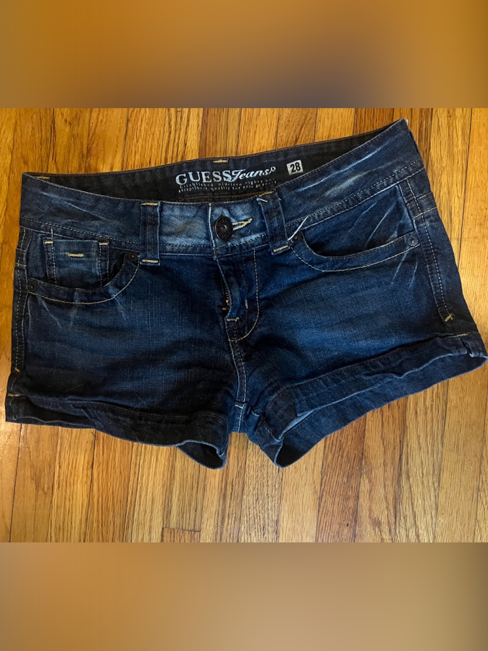 GUESS Dark Wash Denim Jean Shorts Size 28